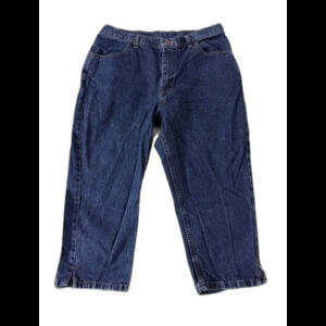 Vintage Lee Riders Jeans 90s Y2K High Rise Mom Capri Cropped Dark Denim Women 14